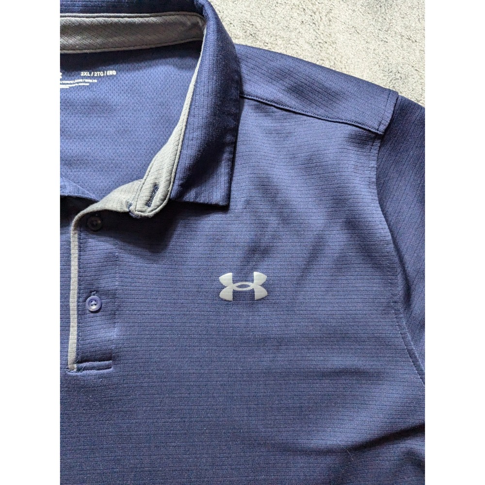Under Armour Short Sleeve Polo Shirt Men's Size 2XL Blue - Picture 4 of 11